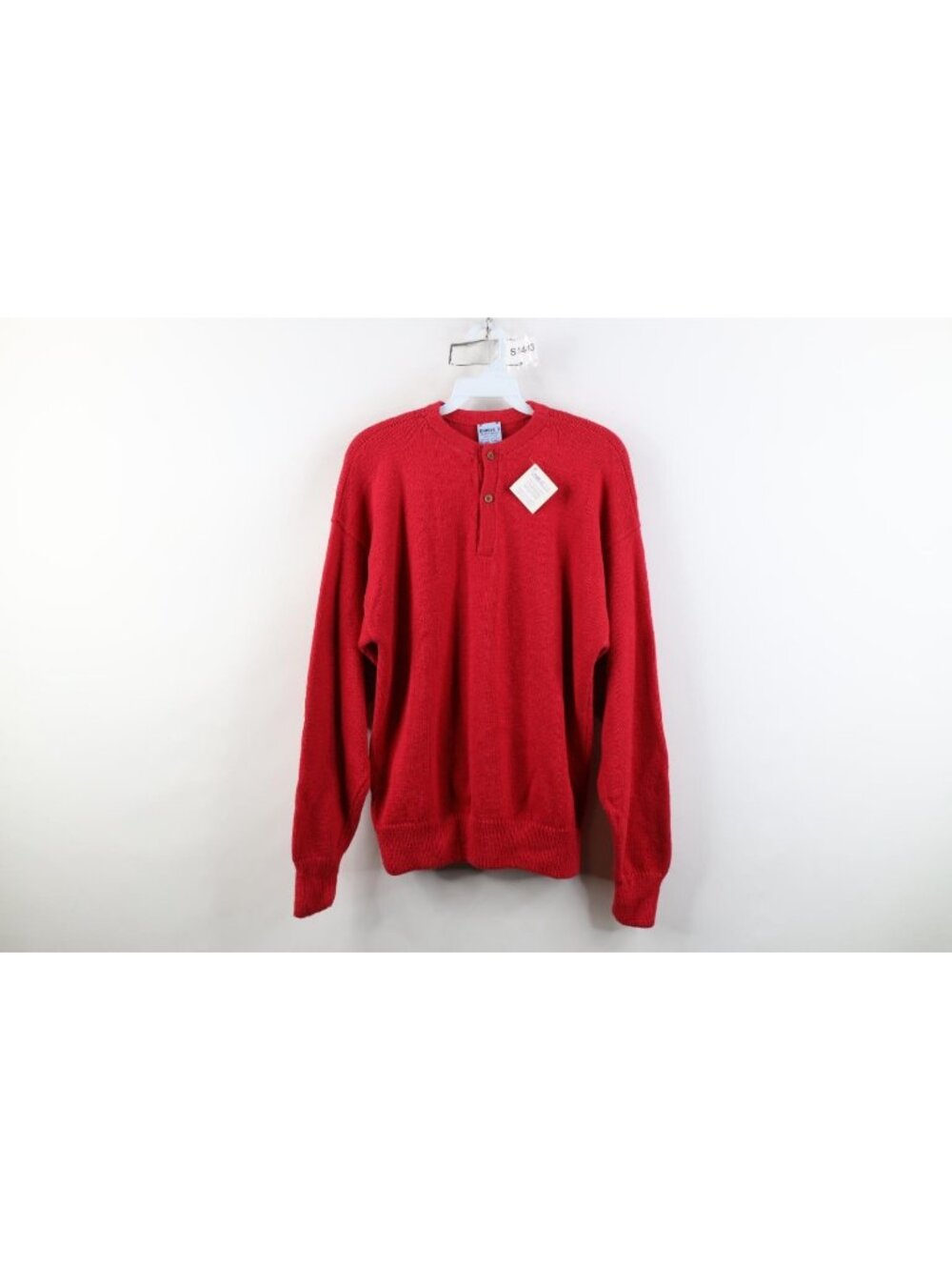 Deadstock Vtg 90s Streetwear Womens Large Hand Loomed Cotton Henley Sweater USA